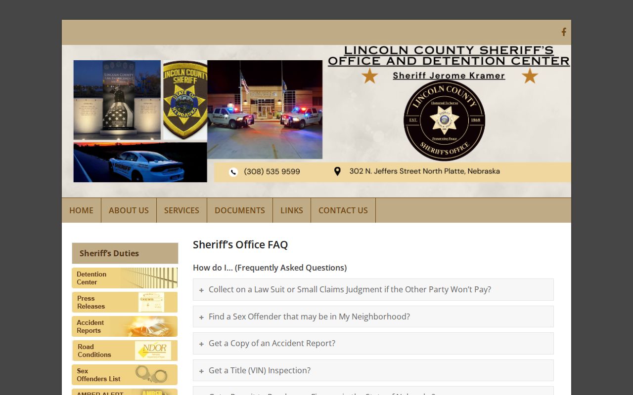 Lincoln County Sheriff's records-request information with phone, in-person, and letter options